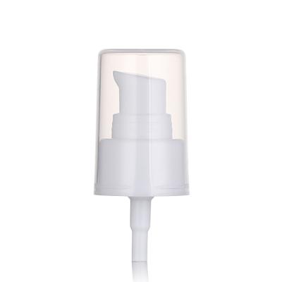 China Non Spill 24/410 Pump Cream Smooth Face Cosmetic Cream Pump With Full Clear PP Cap for sale