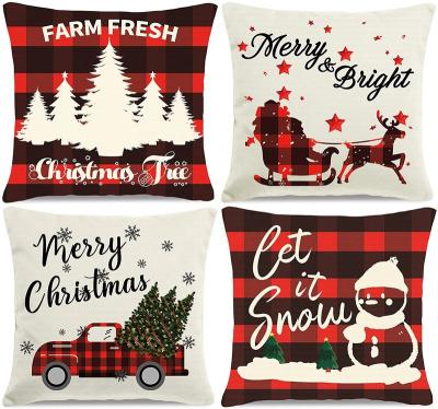 China Anti-Bacteria Christmas Pillow Covers, Christmas Decorations Tile Covers, 18x18 Inches Set of 4 Tile Cases with Holiday Decor for sale