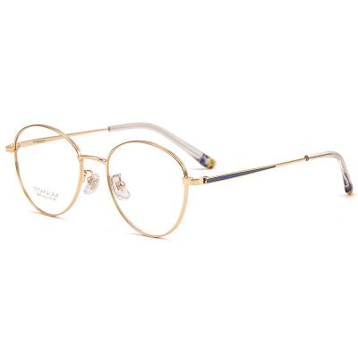 China New fashionable ultra light titanium prescription optical frame of 8810 retro Beta Titanium Polygonal Glasses Pure for sale