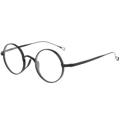 China Retro Fashionable 9818CK New Fashion Round Wide Edge Ultra Light Pure Titanium Optical Frame for sale