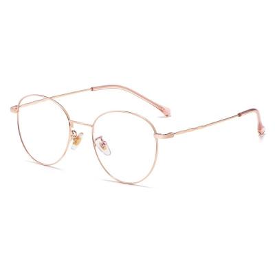 China Fashionable Ultra Light Pure Titanium Men And Women Retro Round Blue Light Blocking Eyeglasses Optical Frame for sale