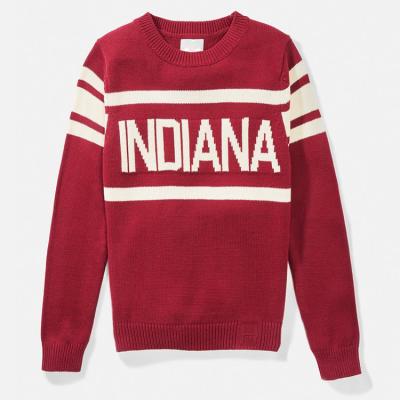 China OEM Varsity Sweater Design 7GG Thick Anti-Shrink Wool Your Soft Custom Illustration Jacquard Letter Pattern Letterman Stripe Sweater Men for sale