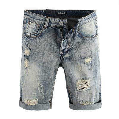 China High Quality KAISORN New Style Breathable Summer Denim Shorts Men Retro Hole Ripped Short Jeans Classic Knee Length For Men for sale