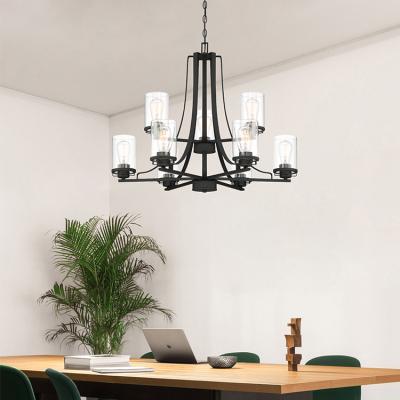 China Newest Skycam Contemporary Black Luxury Decorative Glass Chandelier E27 Modern Pendant Lights for sale