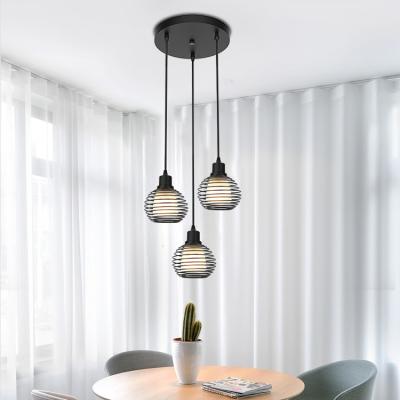 China Nordic Modern Skycam Style Black Iron Kitchen Dining Room Ceiling Hanging Simple Chandelier Pendant Light for sale