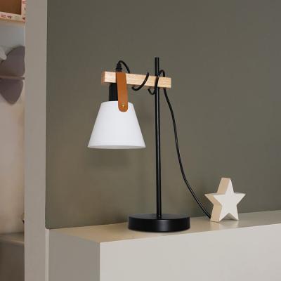 China Nordic Modern Black Metal E27 Bulb Desk Table Light Wooden Bedside Table Reading Lamp For Office Hotel Home for sale