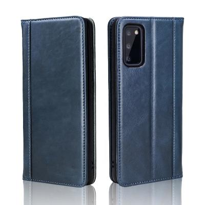 China Luxury Genuine Cowhide Genuine Leather Wireless Charging Function Wallet Purse Phone Flip Case Cover For Samsung s20 for sale