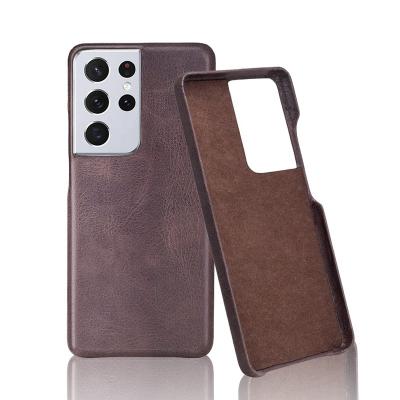 China Amazon Genuine Leather High-end Design Case Fashion Cow Leather Cell Phone Filter Mount For Samsung Galaxy S21 Ultra Original Back Cover for sale