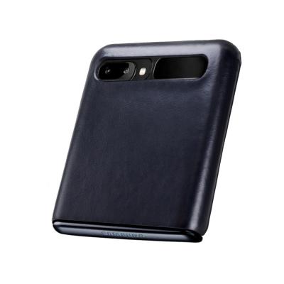 China 2021 Fanshion New Arrival Unique Design Shockproof Genuine Cowhide Galaxy Z Flip PC Case Cell Phone Leather Cover For Samsung Galaxy Z Flip for sale