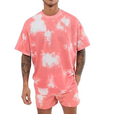 China Summer Lightweight Mens QUICK DRY Two Pieces Set Tie Dye Short Set Soft Unisex T-shirt Custom Shorts For Men for sale