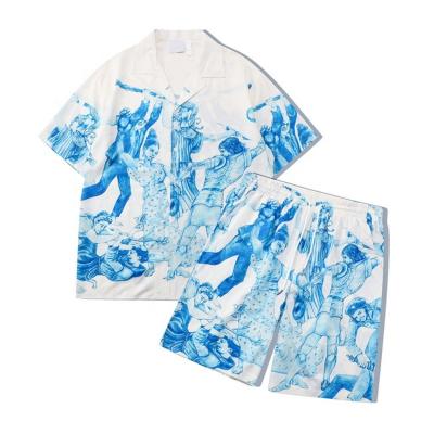 China Anti-pilling Factory Wholesale Price Best Casual Summer Shirt Shorts 2 Piece Beach Sets Printed Hawaiian Set Men for sale