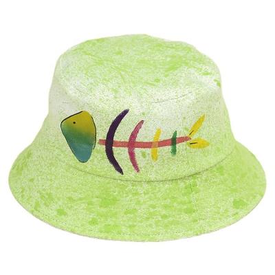 China Custom Cool Picture Bucket Hat Wholesale Designer Fish Spotted Printed Bucket Hat Fishmen Hats for sale