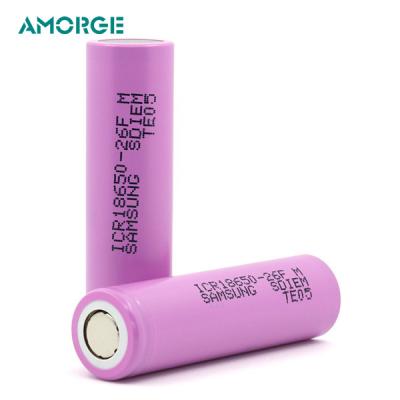 China Original Samsung ICR18650 26F 3.7V 2600mAh high capacity rechargeable li-ion battery cells for sale