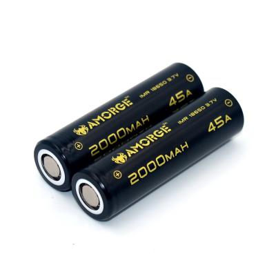 China Amorge Vape battery IMR18650 3.7V 2000mah 45A high drain rechargeable vape battery for sale