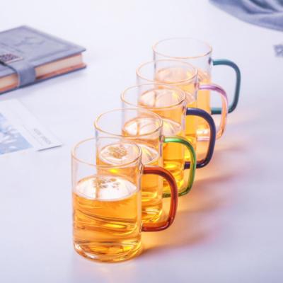 China Modern Milk Color Cup Mugs Beer Glass Mug Glass Water Mug With Handle for sale