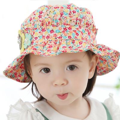 China Lovely Casual Summer Baby Hat Flower Printing Soft Baby Toddler Children Beach Sun Hat Fisherman Hat Baby Cap for sale