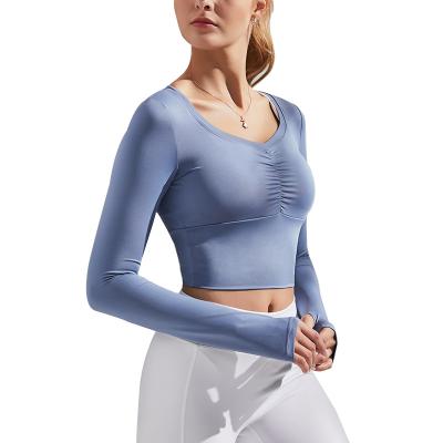 China 2020 Breathable Sports Bra Women Workout Clothes Yoga Tops Long Sleeve Quick-drying Sexy Top Casual Fitness Crop Top Sports T-Shirt for sale