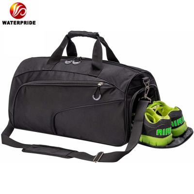 China Polyester Customize Sports Gym Bag With Wet Gym Duffle Bag Shoes Compartment Pouch Overnight Bag for sale