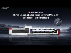 Three Chuck Tube Fiber Laser Cutting Machine For Stainless Steel Aluminum Tube Cutting