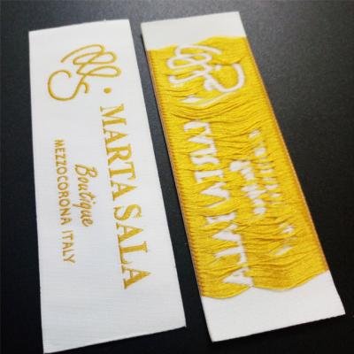 China High Density Customized Luxuery Gold Label Sustainable Soft Woven Clothing Label for sale