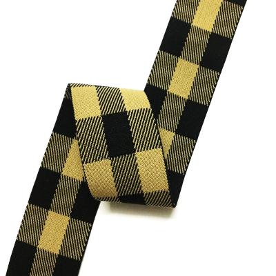 China Large Handing Plaid Sustainably Eco-Friendly Jacquard Nylon Texture Elastic Webbing for sale