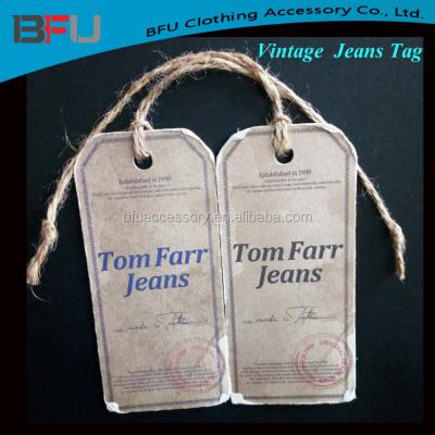 China Sustainable Custom Vintage Jeans Shirt Clothing Tags , Paper Hang Tags for sale