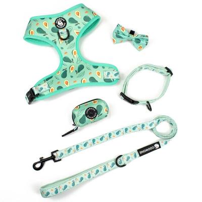 China Custom Pattern Personalized Soft Dog Harness Neoprene Leash Set Padded Adjustable Breathable Collar Designer And Manufacturer for sale