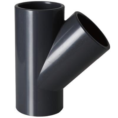 China ERA Brand DVGW CERTIFIED PVC Water Supply Pressure Pipes and Fittings ISO1452 PN10 Standard Bias Tee 110mm for sale