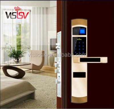 China Hotel Style Apartments Stand Up Biometric Door Lock Without Hotel Seaside Family Voucher Card Fingerprint Password Entry Doors Inserts Door Locks for sale