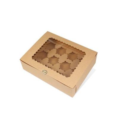 China Mini Cupcake Box Cake Window Cupcake Boxes Recyclable Use Box 2 3 4 6 12 Holes for sale