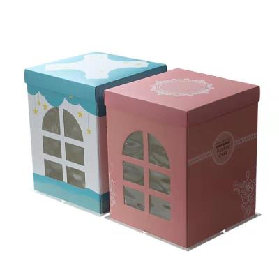 China Recyclable House Shaped Cute Cake Boxes Boys And Girls Birthday Cake Box for sale