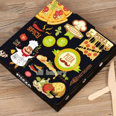 China Recyclable Pizza Box With Handle Clay Coated Paper Pizza Boxes Pizza Box Standard Size for sale