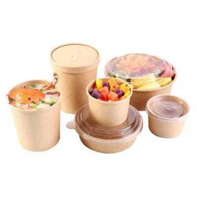 China Recyclable 12 10 8 6 Inch Salad Bowl Disposable Paper Salad Bowl With Bamboo Rack for sale