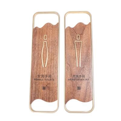 China Wooden High Grade Toilet Sign Hotel Black Walnut Creative Bronze Toilet Sign for sale