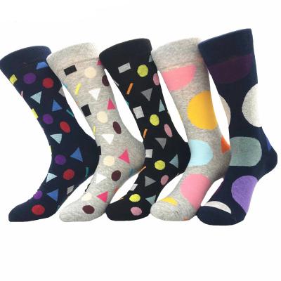 China QUICK DRY Solid Polka Dot Famous Painting Stripe Art Men Socks Colorful Happy Men Socks for sale