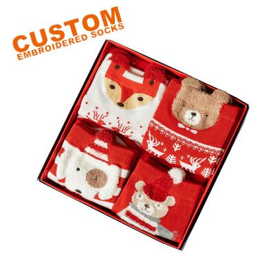 China Factory Direct Sale QUICK DRY Socks Wholesale 4 Pairs In Gift Box Packing Women Winter Christmas Socks for sale