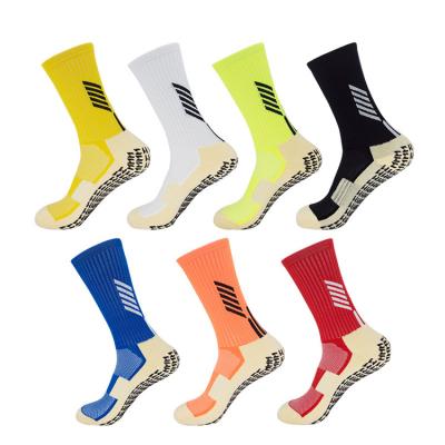 China Anti Slip Soccer Sports Socks Breathable Sporty Logo Soccer Grip Colorful Custom Grip Socks for sale