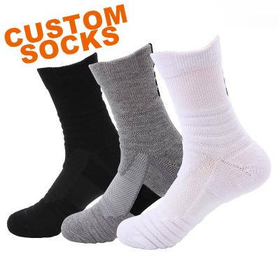 China Breathable socken meias to design your own crew black white basketball sport sock custom made socks logo socks elite for sale