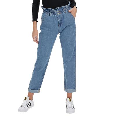 China QUICK DRY High Waist Paper Bag Jeans Women Pants Lady European Harem Jeans Ladies Denim Pants for sale