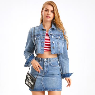 China 2020 fashion women's cool short women's OEM Anti-wrinkle short fall women's anti-wrinkle outwear denim jacket for sale