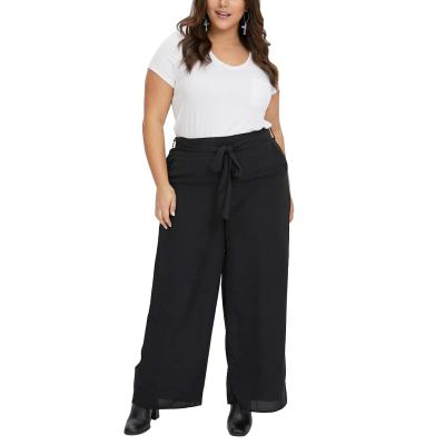 China Anti-Wrinkle Plus Size Fashionable Overflowing Leg Black Wide Leg Pants Loose Casual Trousers For Women for sale