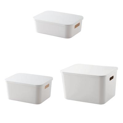 China Stocked 2021 New Home Wardrobe Organizer Toy Sundries White pp Cosmetic Storage Container Plastic Boxes With Lid for sale