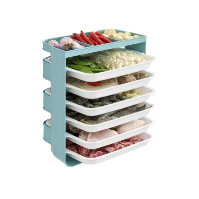 China 2021 Viable New 6 Layer Tray Kitchen Plastic Dish Plate Rack Storage Rack Wall Mounted Server Hanging Shelf for sale