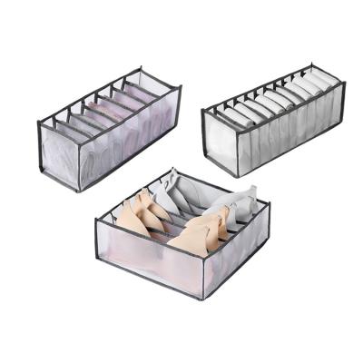 China Modern Home Clear Foldable Organizer Storage Box 3 Sets Cabinet Drawer Compartment Sock Underwear Bra Divider For Dresser for sale