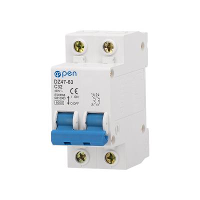 China odm DZ47-63 2 pole 1a mcb ac 12V 16A mini electric circuit breakers ac 12V 16A open electric mcb 6000 for sale