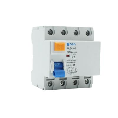 China OL2-63 electric open 4p 100a a price 100ma type rccb electric residual current circuit breaker 6000A low voltage for sale