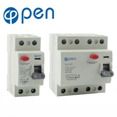 China OL3-63 Earth Leakage Open Circuit Breaker RCCB 1P+N 3P+N OL3-63 for sale