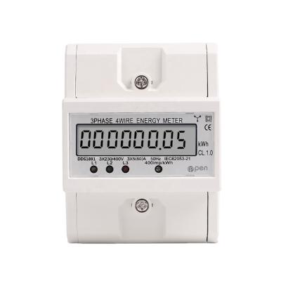 China Open Electric Din Rail LCD Backlight Display 3 Phase 4 Wire Power Watt Electronic Power Meter r AC 50Hz DDS1891-2 5-80A for sale