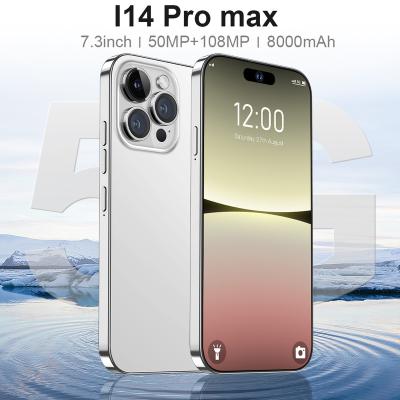 China Dual SIM Card i14 Pro + Max 7.3 Inch 16GB + 1TB Android Smartphone 10 Core 5G LET Phone 3 Camera Face ID Unlocked Version Mobile Phone for sale