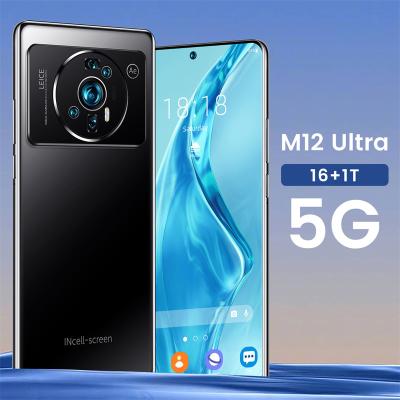 China Dual SIM Card Hot Selling Face To Open Full Display Android 10.0 Mobile Phone M12 16gb+1tb Ultra Original 48MP+72MP Smart Mobile Phone for sale